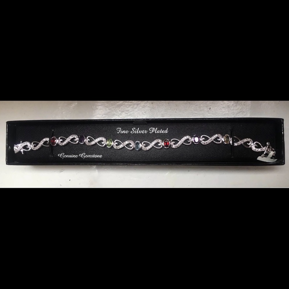 Fine Silver Plated Genuine Gemstone Bracelet